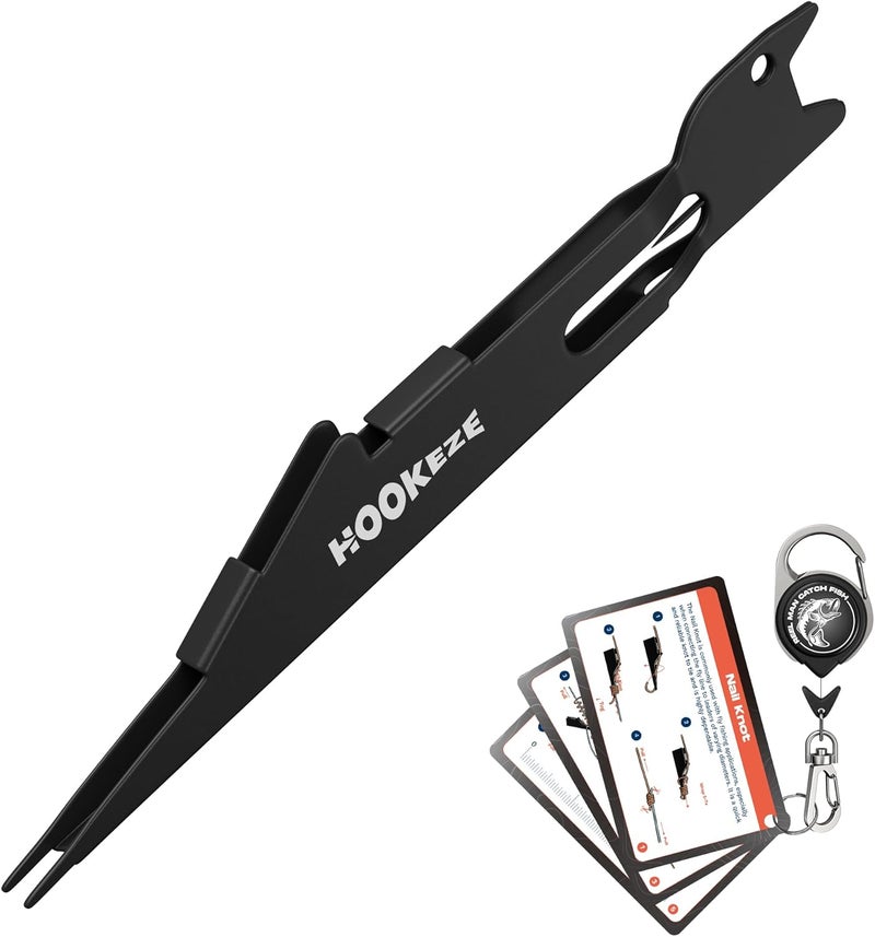 HOOK-EZE Fishing Nail Knot Tying Tool Combo|Includes Waterproof Pocket Guide, Nail Knot Tying Tool with Hook Cleaner, Zinger Retractor|Fly Fishing Accessories Fishing Gifts & Stocking Stuffers for Men - Image 1